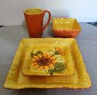 Tabletops Lifestyle Tuscan Gisela Hand Painted Floral 4 Pc Stoneware Dinner Set