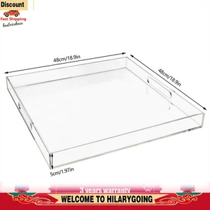 Oversize 18.9 Inch Food Tray Clear Extra Large Acrylic Serving Tray with Handles - Picture 1 of 11