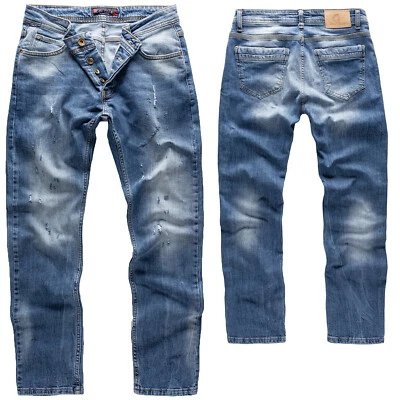 Rock Creek Herren Jeans Hose Denim Slim Fit Blau Used-Look Herrenjeans RC-2162 - Bild 1 von 3