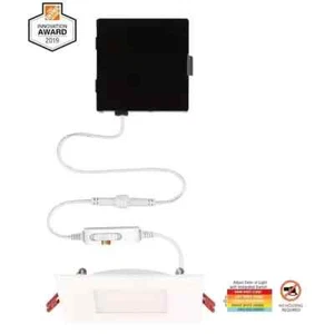 Commercial Electric Ultra Slim Integrated LED 4 in Square Adj Recessed Light - Picture 1 of 5