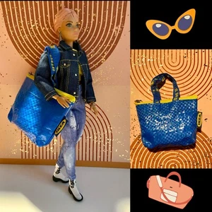 FASHION DOLL SHOPPING BAG, IKEA BRAND, Miniature scale 1/6 .... NEW - Picture 1 of 4