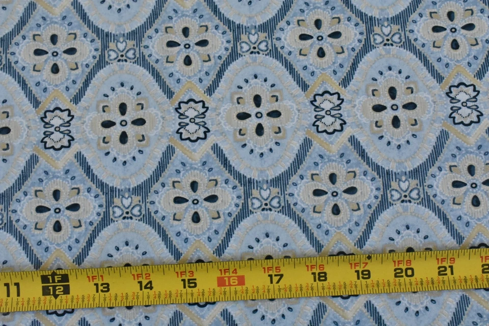 Colcha de algodão damasco azul e bronzeada por 1/2 jarda, tesouros atemporais do SoHo, P8308 - Imagem 1 de 4