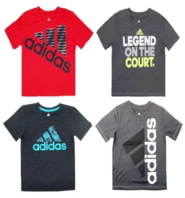 ADIDAS Little Boys Size  4 Climalite Short Sleeve T-Shirts NWT  Gray Orange - Image 1 of 4