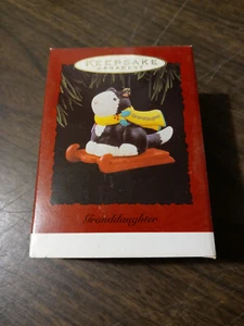 Granddaughter (Cat on Sled) - Keepsake Ornament - Hallmark 1996 - Picture 1 of 5