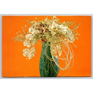 Postcard Vintage Ikebana Vase Spirea Phalaenopsis Rose Mulberry 0356 - Picture 1 of 2