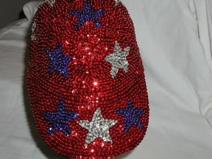 GORRA GORRA GORRA DE BÉISBOL SEQUIN USA STARS ROJA 4 DE JULIO CONMEMORATIVA Y DÍA DE BANDERA ¡NUEVA! - Imagen 1 de 2
