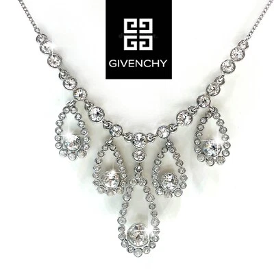 Givenchy Luxury Designer Silver Tone Swarovski Crystals Necklace - Image 1 of 4