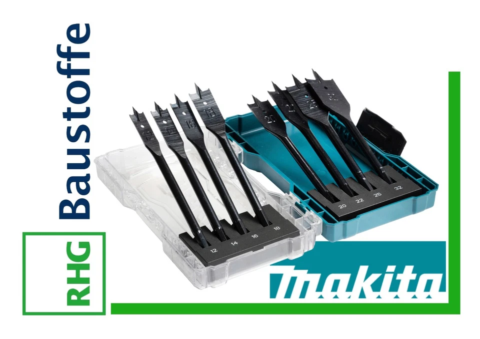Makita Flachfräsbohrer Set  8-teilig Holzbohrer Bohrer Sechskantaufnahme E-08698 - Bild 1 von 1