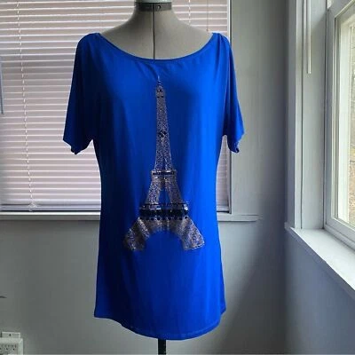 GREENAPPLE Women's Royal Blue Effel Tower Embelished Tunic Size - Image 1 of 4