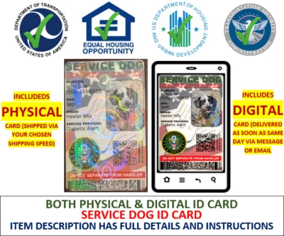 SERVICE DOG ID HOLOGRAPHIC MILITARY VETERANS 2 SIDED PHYSICAL&DIGITAL - Image 1 of 4