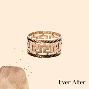 Clearance Sale! 14CT Yellow Gold Greek Key Pattern Band Ring Mens Unisex R1/2 - Picture 1 of 6