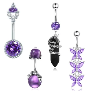 Fashion Heart Butterfly Belly Button Rings Exquisite Stainless Steel Navel Ring - Zdjęcie 1 z 23
