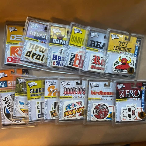 Vintage Tech Deck 6 Stickers New Sealed Hook Ups Birdhouse Toy Machine Zero 2002 Cover