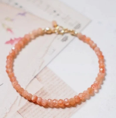2025 NOVO!! Pulseira feminina presente cristal laranja delicado pedra do sol minimalista 3 mm - Imagem 1 de 4