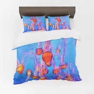 Jellyfish Comforter or Duvet Cover ocean bedding blue bedding orange comforters - Picture 1 of 1