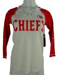Kansas City Chiefs NFL Touch By Alyssa Milano Women's Lace-Up Thermal T-Shirt - Picture 1 of 8