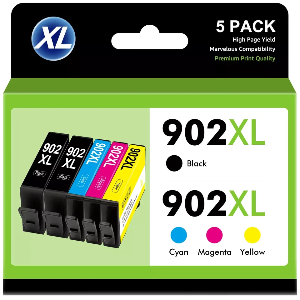 5 Pack - 902XL Ink Cartridge compatible with HP OfficeJet 6978 6968 6954 6960 - Image 1 of 1