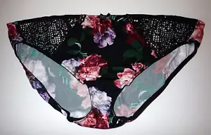 Lane Bryant Cacique 26/28 Bikini Höschen mit Träger hinten & Spitze schwarz mit Blumenmuster - Bild 1 von 6