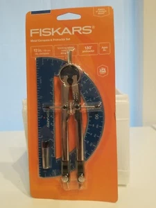 Fiskars Metal Compass & Protractor Set 12 in/30 cm Dia Compass Ages 8+ - Picture 1 of 3