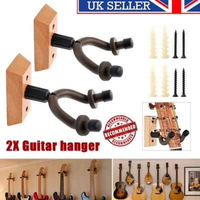 2PACK Guitar Hanger Wall Mount Stand Hook Wall Holder Rack Bracket Bass Ukulele