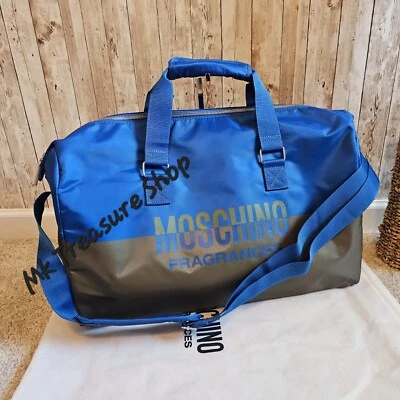 Moschino Blue Silver duffle shoulder bag overnight gym weekender travel carryon - Image 1 of 4