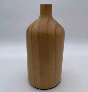 Beautiful Carved Wooden Vase Bottle - 8.5” Home Decor Earthy Boho Decoration - Picture 1 of 4