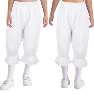 Kids Girls Lace Trim Shorts Bloomers Pumpkin Pants Victorian Casual Costumes UK - Picture 1 of 19