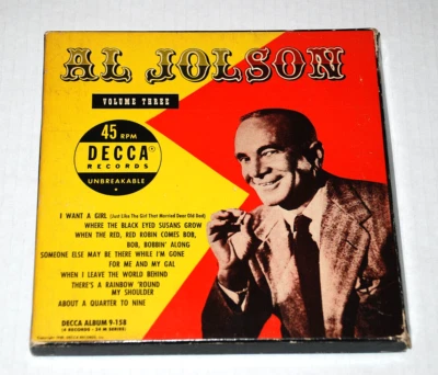 AL JOLSON Four Record Box Set Volume Three 45rpm Decca Records Unbreakable 1950 - Image 1 of 4