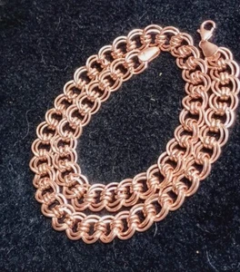 Grobe Rotgold über Sterlingsilber Doppel Gliederkette Halskette 20" 29,91 grm - Bild 1 von 8