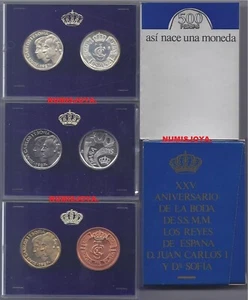 Estuche con 6 piezas 500 pesetas 1987 XXV aniversario Boda Reyes FNMT en PROOF. - Imagen 1 de 5
