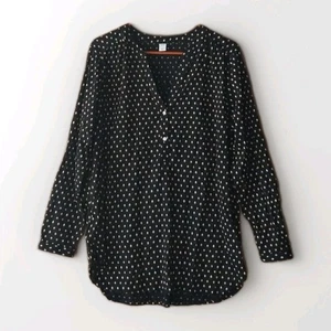 Old Navy Womens Large Blouse Black Tunic Popover Top Patterned Mom Teacher Comfy - Picture 1 of 11