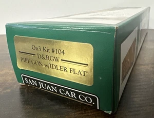 San Juan Car Co. On3 Scale Kit #104 D&RGW Pipe Gondola w/Idler Flat w/Trucks NIB - Picture 1 of 5