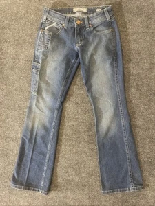 ARIAT Rebar Blue Jeans Womens 26S Side Pockets Work Wear Mid Rise Boot Cut - Picture 1 of 21