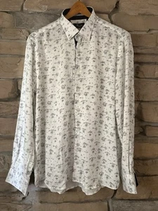 Amedeo Exclusive Men’s XL White Dress Shirt Floral Print 100% Cotton Long Sleeve - Picture 1 of 10