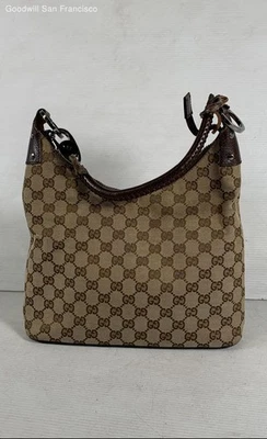 Entrupy Authenticated COA Gucci Italy Beige Brown Monogram Print Lined Hobo Bag - Image 1 of 4
