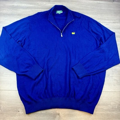 MASTERS by Peter Millar Golf 1/4 Zip Pullover Sweater Augusta Men XXL Royal Blue - Image 1 of 4