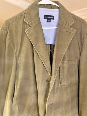 Blazer de veludo Lands' End masculino L 42 jaqueta casaco verde algodão Tolkien - Imagem 1 de 4