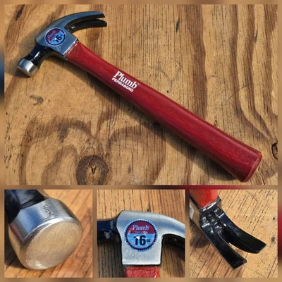 Nuevo de Lote Antiguo Herramientas de Plomería 16oz Mango de Madera Permabondo Garra Martillo Hecho en EE. UU. Foto 1 de 4