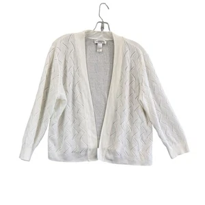 Christopher & Banks Womens Large White 3/4 Sleeve Cardigan Sweater Lightweight - Picture 1 of 7