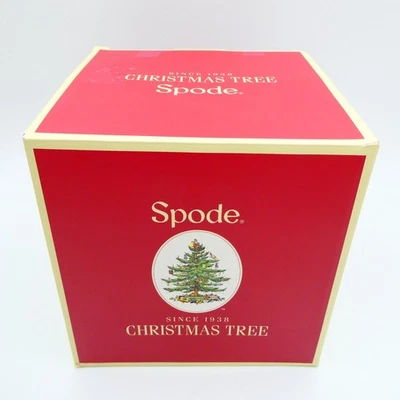 Spode England Christmas Tree Pedestal Goblets with Gold Rims 16 oz  Set of 4 NEW - Image 1 of 4