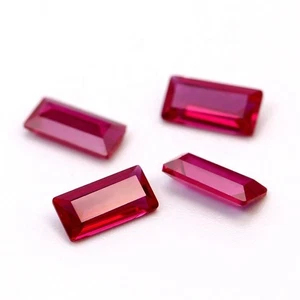 Baguette Fine Cut Lab Created Synthetic Ruby Loose Gemstone For Assorted Jewelry - Picture 1 of 11