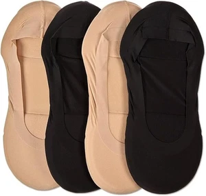 MeMoi 3-Pairs Women's Cushioned Fine Edge No-Show Sock Liner Nude-Black One Size - Picture 1 of 3