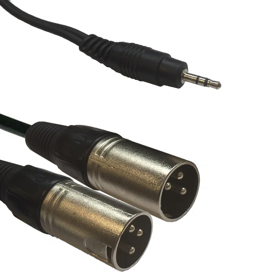 Adapterkabel 1,5m 2x XLR male auf 3,5mm Mini Klinke für Laptops Handy MP3 Player - Bild 1 von 4