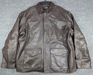 Vintage Gibson & Barnes Flight Jacket Mens 52 Brown Leather Full Zip Aviator - Picture 1 of 14
