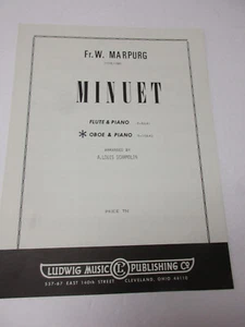 Fr W Marpurg Minuet for Oboe and Piano Sheet Music A Louis Scarmolin - Picture 1 of 4