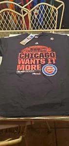 Chicago Cubs MLB 2015 Postseason shirt by Majestic L Chicago wants it More - Picture 1 of 3