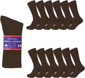 3 6 12 Pairs Men Women Circulatory Health Diabetic Crew Socks 9-11 10-13 13-15 - Picture 1 of 12