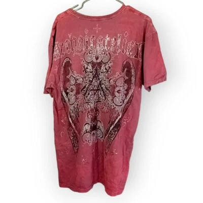 Affliction Para Hombres 2XL Alas Arcaicas Rojas Envejecidas Atelier Cruces Plata Brillo Foto 1 de 4
