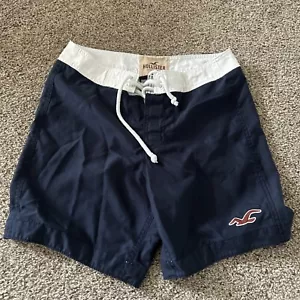 MENS HOLLISTER NAVY BLUE SWIM Blue White SHORTS SIZE S - Picture 1 of 4