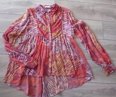 Blusa Top Mathew Williamson Pura Seda Relajada UK14 Boho Vintage Mariposa CS Foto 1 de 4